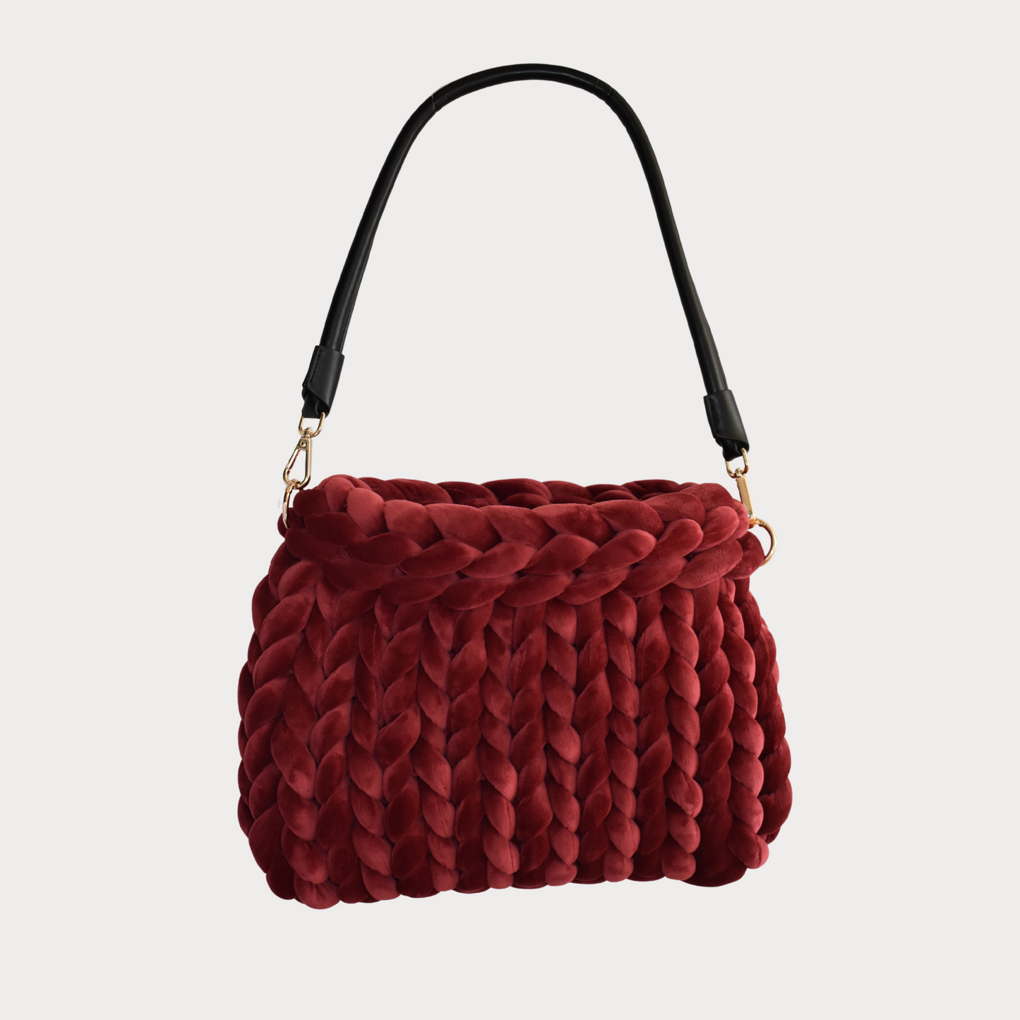 Pillow Bag in der Trendfarbe Burgunder- Rot mit schwarzem Griff