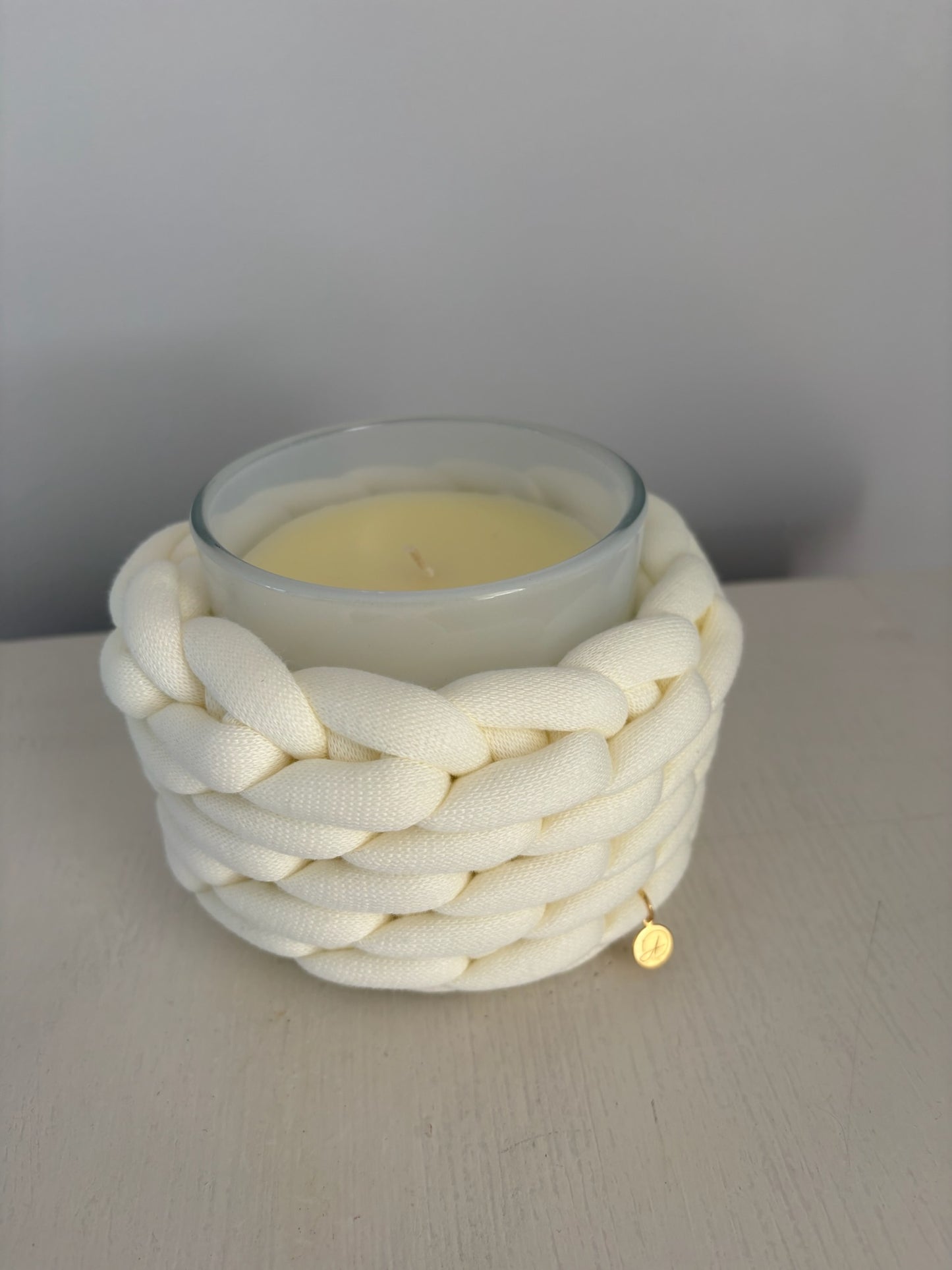 Windlicht aus Cotton in der Farbe Ecru