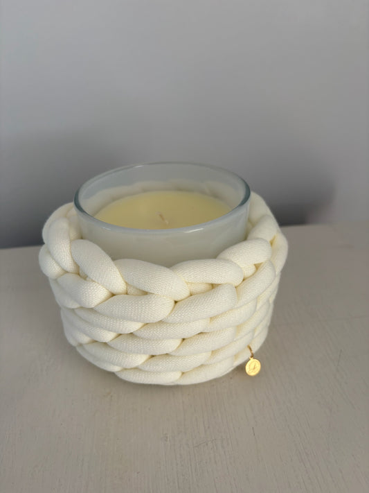Windlicht aus Cotton in der Farbe Ecru
