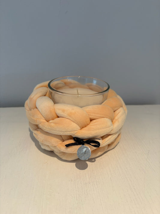 Candy Bar- kleines Windlicht aus Samt in der Farbe Buttergelb