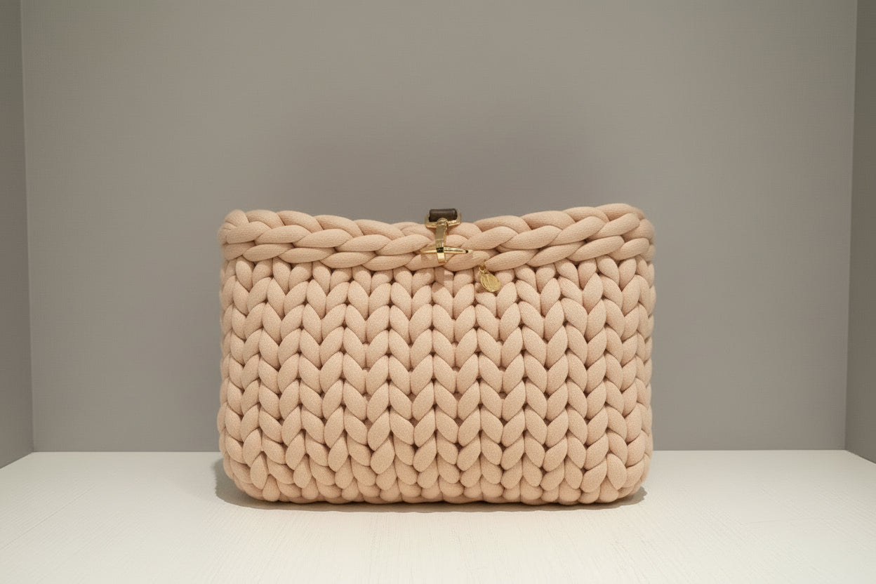 NEU: Leichte Clutch aus Cotton in der Farbe Creme