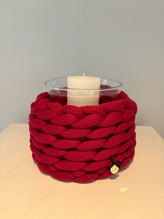 Windlicht aus Cotton in der Farbe Rot